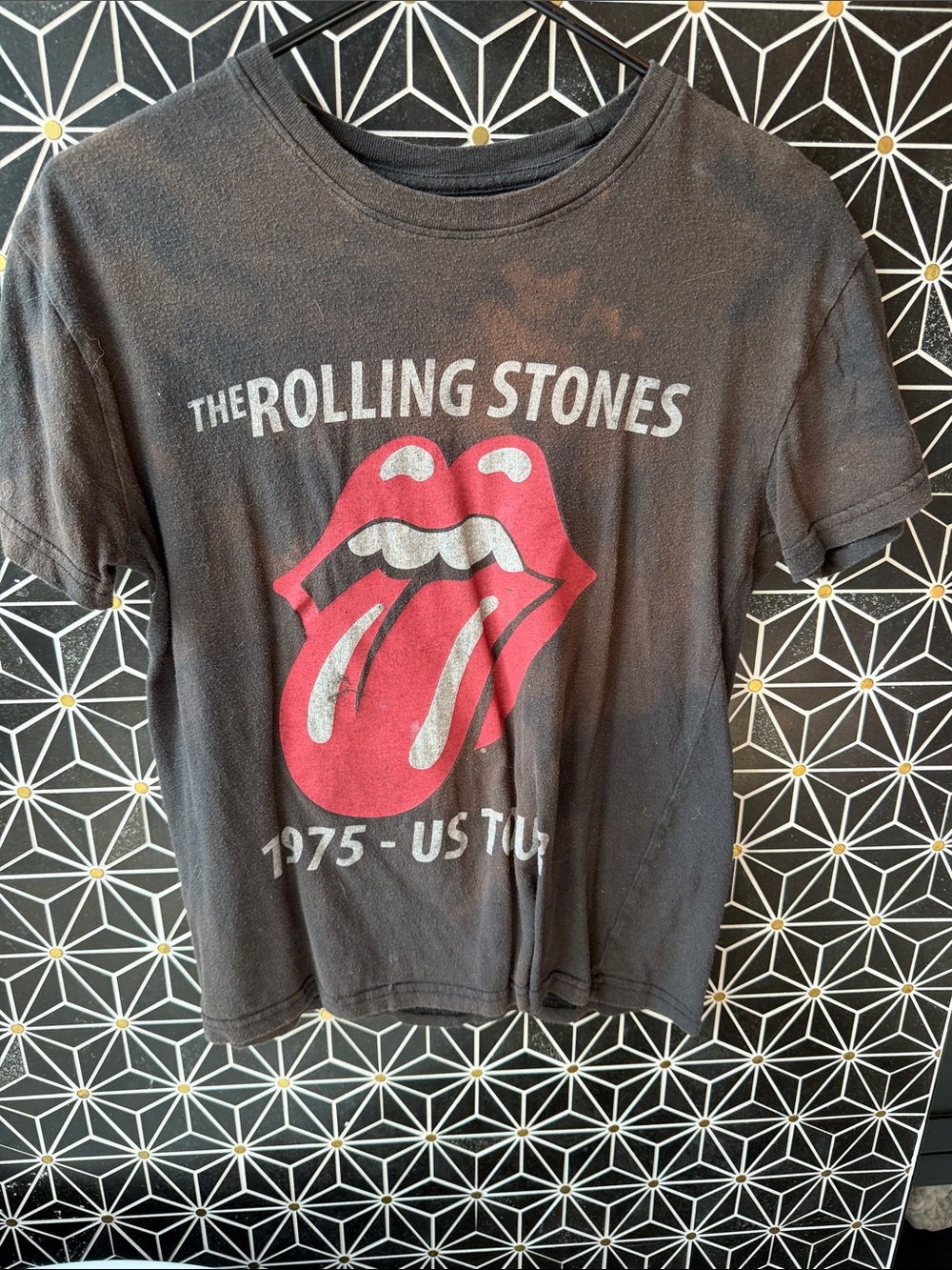 the Rolling Stones Black Kids Tee with Red Tongue Graphic